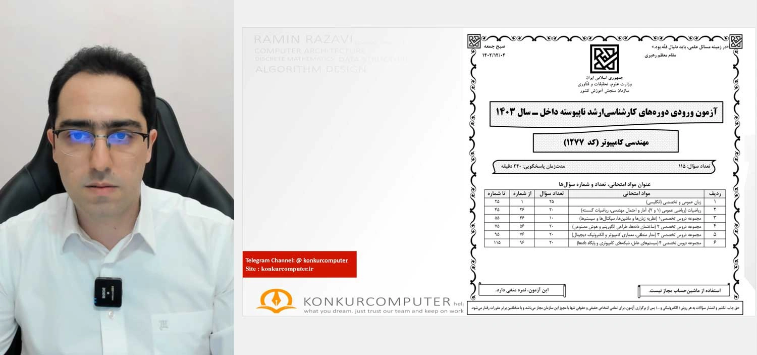 دروس کنکور ارشد کامپیوتر و ضرایب هر درس